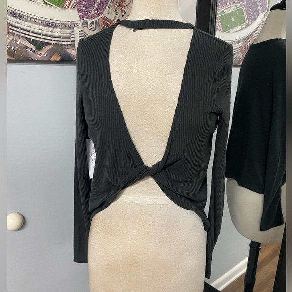 SPIRITUAL GANGSTER TWIST LS REVERSIBLE BALLET RIBBED TOP SZ SMALL BLACK - Picture 10 of 12